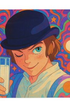 A Clockwork Orange AI Retro Vibe Tablecloth - Colorful Psychedelic Design for Parties and Gatherings