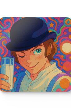 A Clockwork Orange AI Colorful Artistic Corkwood Coaster Set - Perfect for Home & Parties