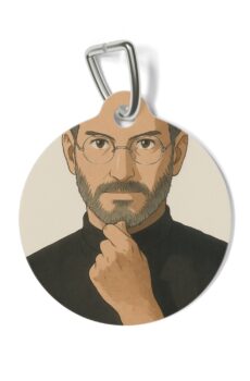 The iconic photo of Steve Jobs, circa 2006 Ghiblified Personalized Pet Tag with Artistic Design
