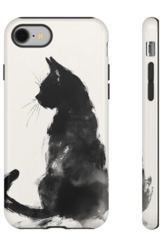 Elegant Cat Phone Case - Black Cat Design, Cute Pet Lover Gift, Stylish Tech Accessory, Birthday, Holiday, Everyday Use