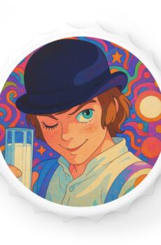 A Clockwork Orange AI Retro Vibe Bottle Opener - Colorful Fun Design for Parties and Gifts